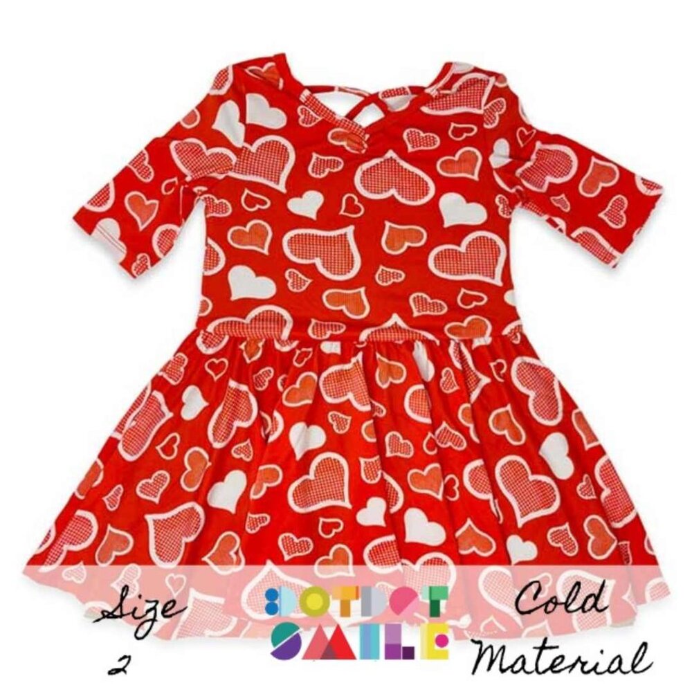 DotDotSmile Size 2t Ballerina Dress - Retro Red Heart Print